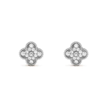 [Polaidi Jewelry]CLOVER 1 MOTIFS DIAMOND STUD EARRINGS SILVER