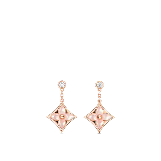 [：Polaidi Jewelry]DOUBLE STAR PINK GOLD MOP DROP EARRINGS
