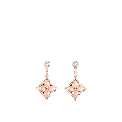 [Polaidi Jewelry]DOUBLE STAR PINK GOLD MOP DROP EARRINGS