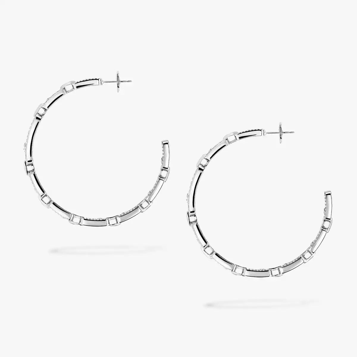 [[Polaidi Jewelry]Move Link Diamond Hoop Earrings