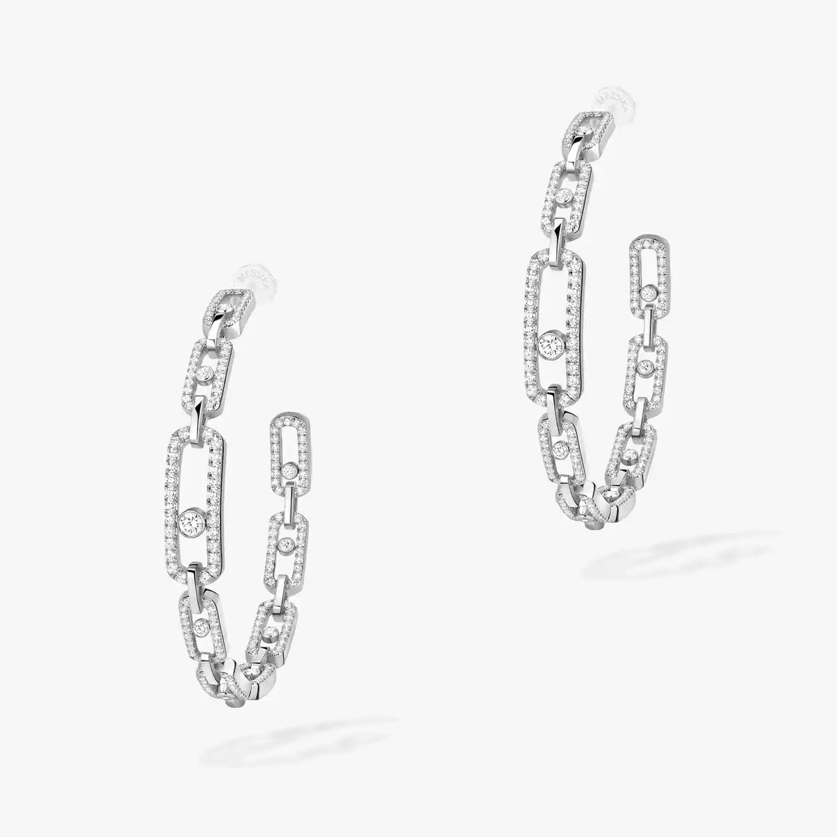 [Polaidi Jewelry]Move Link Diamond Hoop Earrings