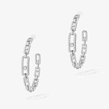 [[Polaidi Jewelry]Move Link Diamond Hoop Earrings