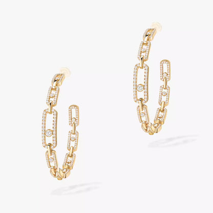 [Polaidi Jewelry]Move Link Diamond Hoop Earrings