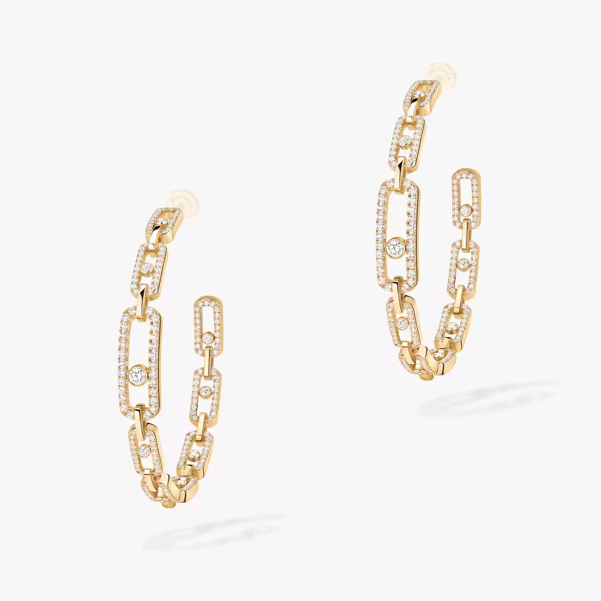 [[Polaidi Jewelry]Move Link Diamond Hoop Earrings