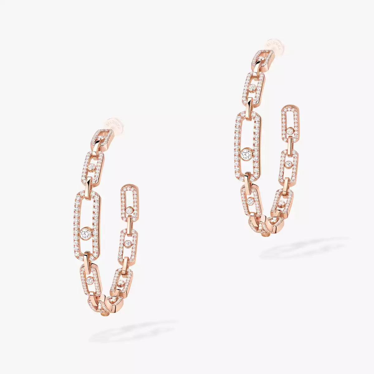 [[Polaidi Jewelry]Move Link Diamond Hoop Earrings