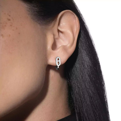 [Polaidi Jewelry]Diamond Mini Hoop Earrings Move Classique