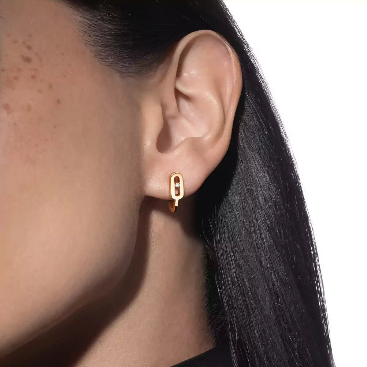 [Polaidi Jewelry]Diamond Mini Hoop Earrings Move Classique