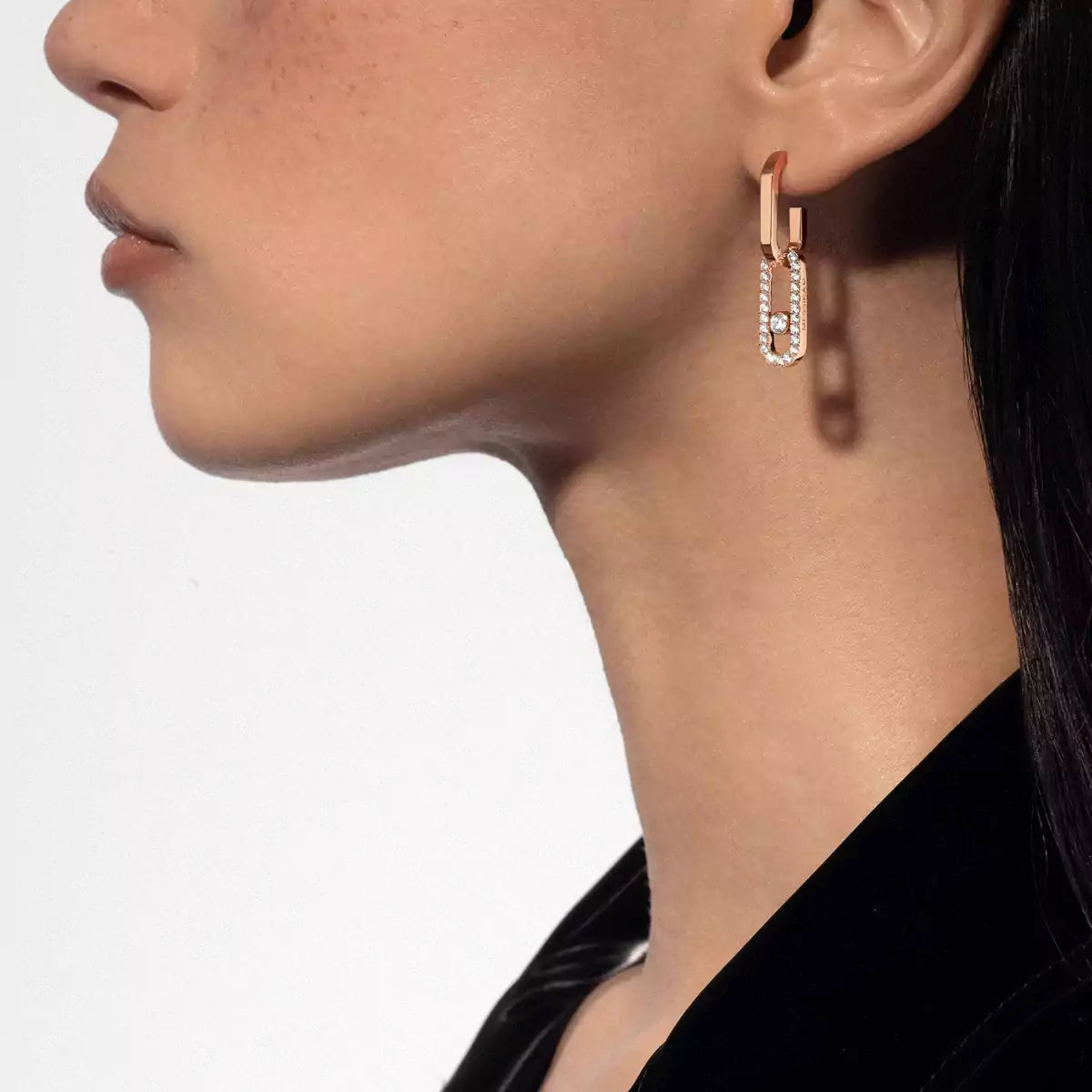 [Polaidi Jewelry]Move Link Diamond Earrings