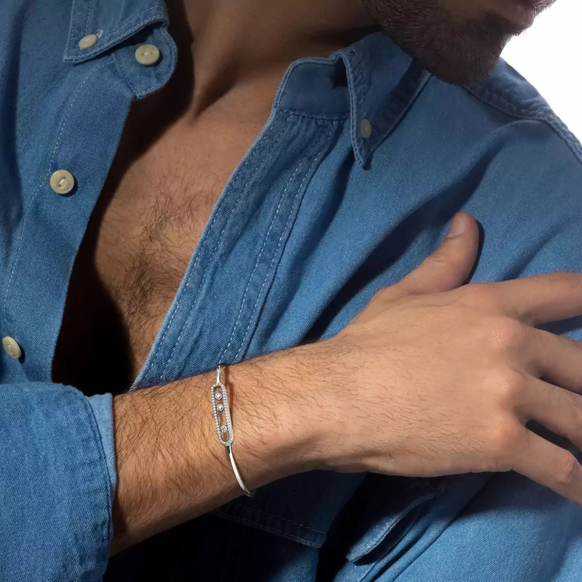 [Polaidi Jewelry]Move Pav¨¦ Diamond Bangle Bracelet M