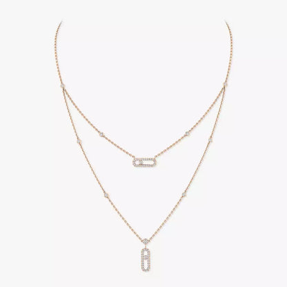 [Polaidi Jewelry]2 Rows Rose Gold Diamond Pave_ Necklace Move Uno