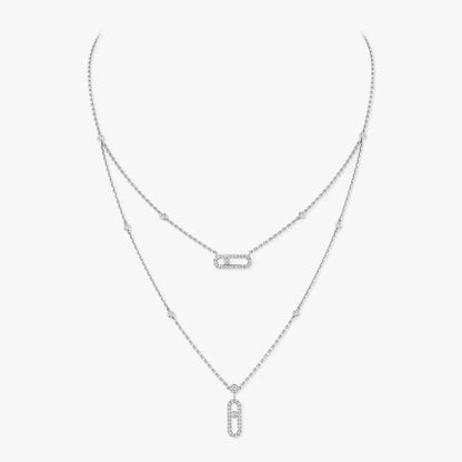 [Polaidi Jewelry]2 Rows Rose Gold Diamond Pave_ Necklace Move Uno