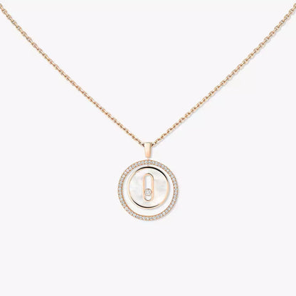 [Polaidi Jewelry]Lucky Move Diamond Necklace in Rose Gold and White Mother-of-Pearl