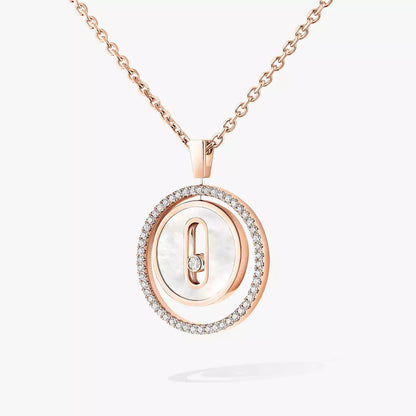 [Polaidi Jewelry]Lucky Move Diamond Necklace in Rose Gold and White Mother-of-Pearl