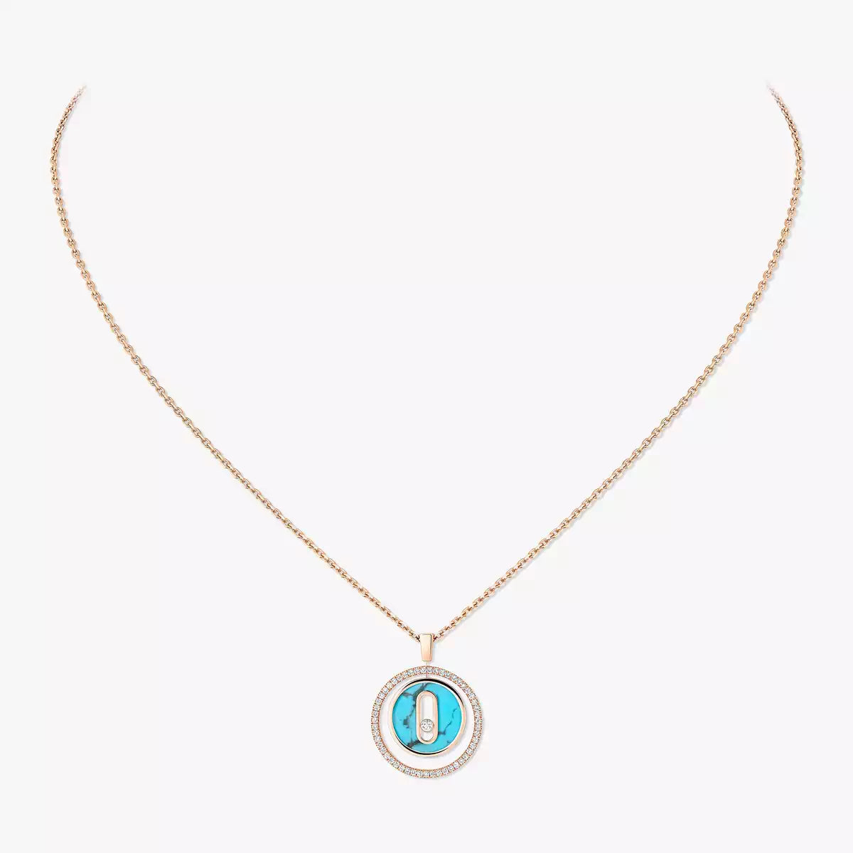 [Polaidi Jewelry]Lucky Move Diamond Necklace in Rose Gold and White Mother-of-Pearl