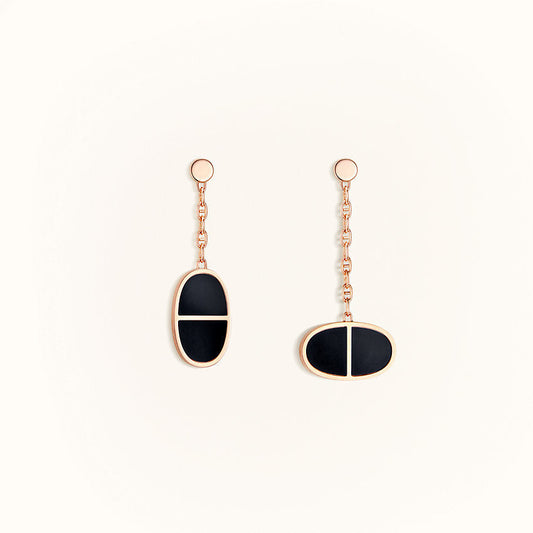 [：Polaidi Jewelry]CHAINE VERSO BLACK CERAMIC EARRINGS