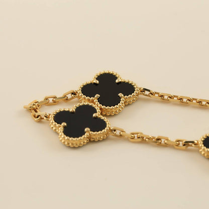 [：Polaidi Jewelry]CLOVER  5 MOTIFS BLACK ONYX BRACELET