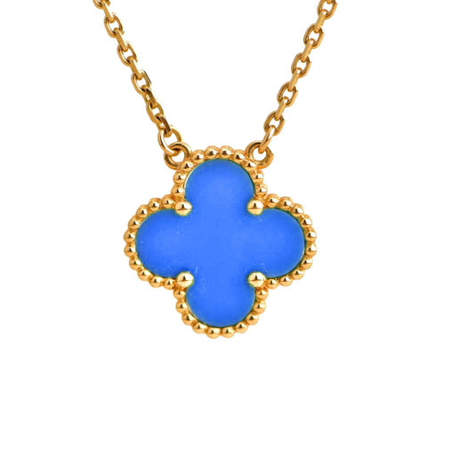 [：Polaidi Jewelry]CLOVER 15MM BLUE AGATE NECKLACE