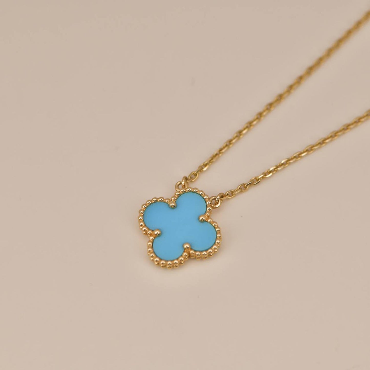 [：Polaidi Jewelry]CLOVER 15MM VINTAGE TURQUOISE NECKLACE