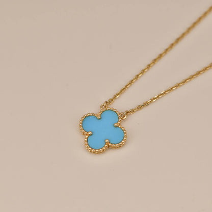 [：Polaidi Jewelry]CLOVER 15MM VINTAGE TURQUOISE NECKLACE