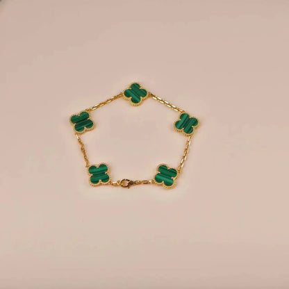 [：Polaidi Jewelry]CLOVER 5 MOTIFS MALACHITE BRACELET