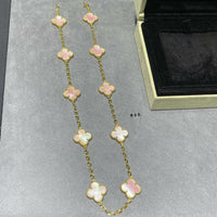 [Polaidi Jewelry ]CLOVER 10 MOTIFS PINK MOP NECKLACE