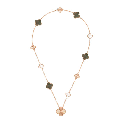 [Polaidi Jewelry]DETACHABLE CLOVER 15(11+4) FLOWER ROSE GOLD NECKLACE SET