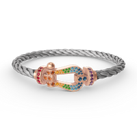 [Polaidi Jewelry ]FORCE LARGE HORSESHOE  COLORED DIAMOND BRACELET ROSE GOLD