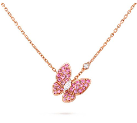 [：Polaidi Jewelry]BUTTERFLY RED DIAMOND ROSE GOLD NECKLACE