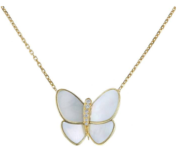 [：Polaidi Jewelry]BUTTERFLY GOLD MOP DIAMOND NECKLACE