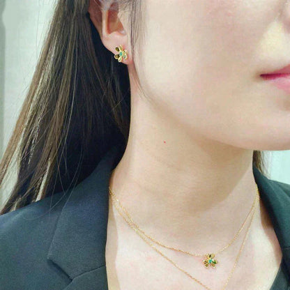 [：Polaidi Jewelry]FRIVOLE  FLOWER MALACHITE EARRINGS