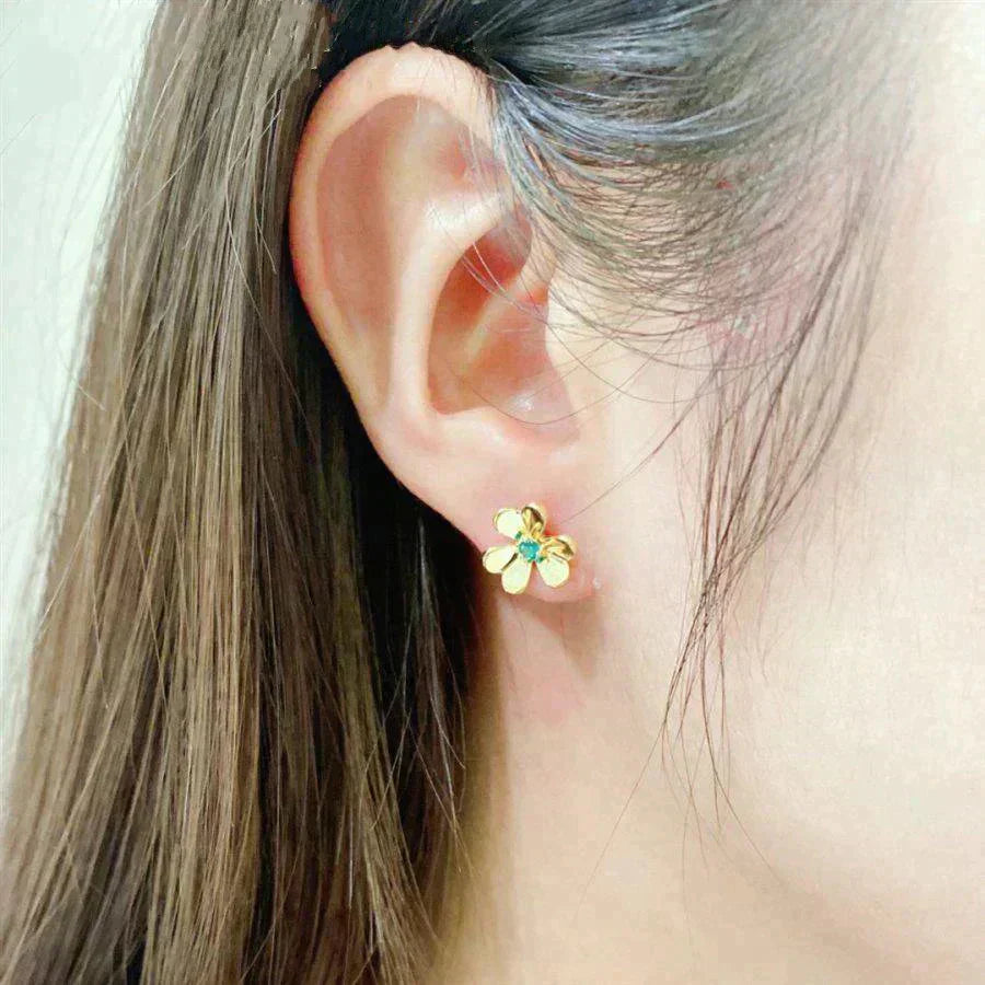 [：Polaidi Jewelry]FRIVOLE  FLOWER MALACHITE EARRINGS