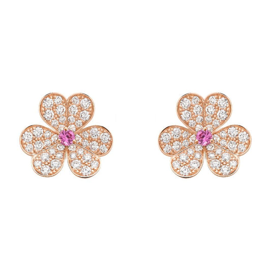 [Polaidi Jewelry]FRIVOLE PINK GOLD FLOWER DIAMOND EARRINGS