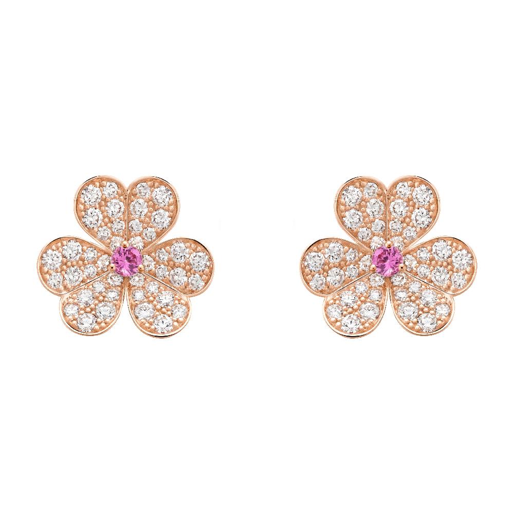 [：Polaidi Jewelry]フリヴォル ピンクゴールド フラワー ダイヤモンド イヤリング