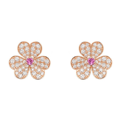 [：Polaidi Jewelry]フリヴォル ピンクゴールド フラワー ダイヤモンド イヤリング