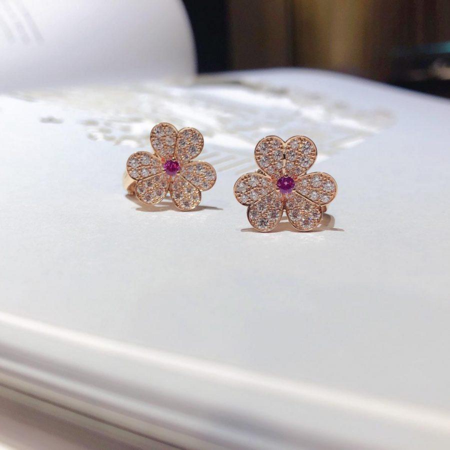[：Polaidi Jewelry]フリヴォル ピンクゴールド フラワー ダイヤモンド イヤリング