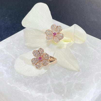 [：Polaidi Jewelry]フリヴォル ピンクゴールド フラワー ダイヤモンド イヤリング