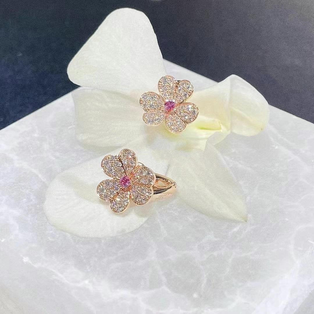 [Polaidi Jewelry]FRIVOLE PINK GOLD FLOWER DIAMOND EARRINGS