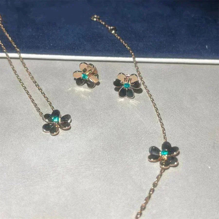 [：Polaidi Jewelry]FRIVOLE  FLOWER MALACHITE EARRINGS
