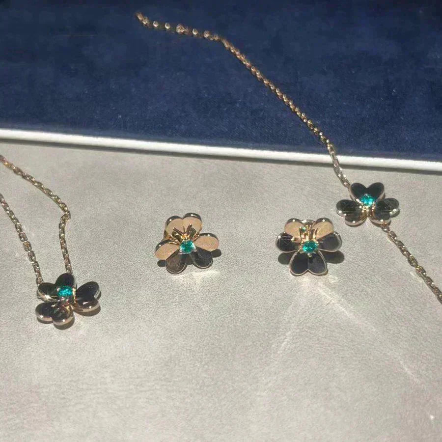 [：Polaidi Jewelry]FRIVOLE  FLOWER MALACHITE EARRINGS