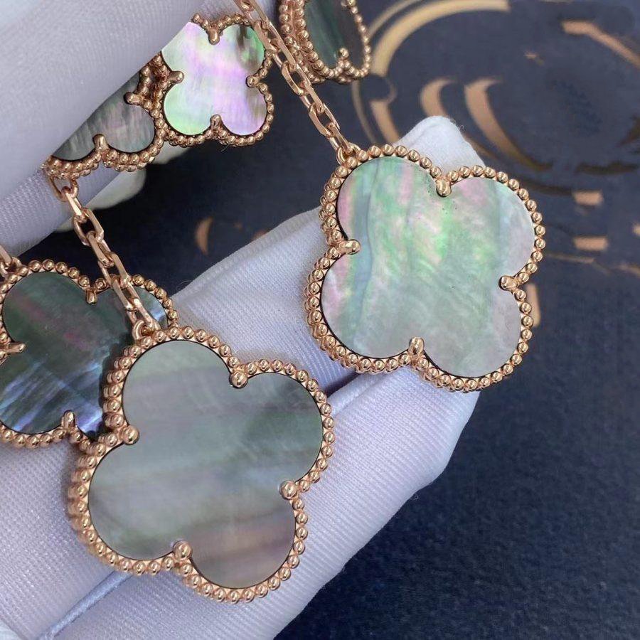 [Polaidi Jewelry]CLOVER EARRINGS DARK MOP 4 MOTIFS ROSE GOLD