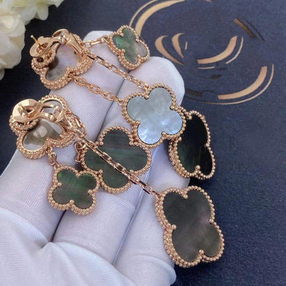 [：Polaidi Jewelry]CLOVER EARRINGS DARK MOP 4 MOTIFS ROSE GOLD