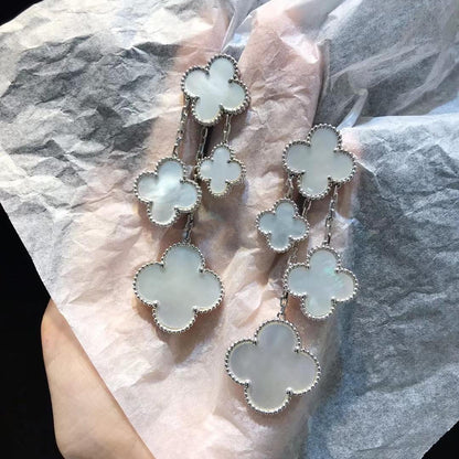 [：Polaidi Jewelry]クローバー イヤリング ホワイト マザーオブパール 4モチーフ シルバー
