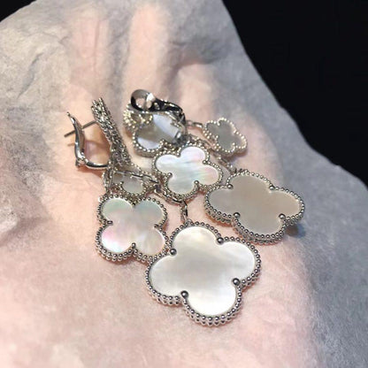 [：Polaidi Jewelry]クローバー イヤリング ホワイト マザーオブパール 4モチーフ シルバー