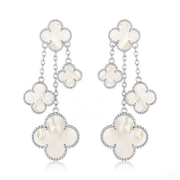 [Polaidi Jewelry ]CLOVER EARRINGS WHITE MOP 4 MOTIFS SILVER