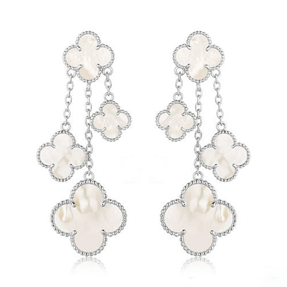 [：Polaidi Jewelry]クローバー イヤリング ホワイト マザーオブパール 4モチーフ シルバー