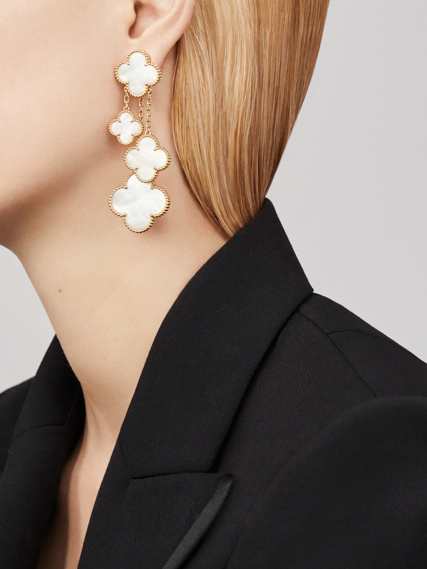 [Polaidi Jewelry]CLOVER EARRINGS WHITE MOP 4 MOTIFS GOLD