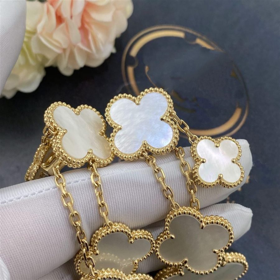 [Polaidi Jewelry]CLOVER EARRINGS WHITE MOP 4 MOTIFS GOLD