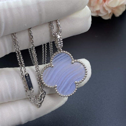 [：Polaidi Jewelry]CLOVER SILVER CHALCEDONY BIG CLOVER NECKLACE