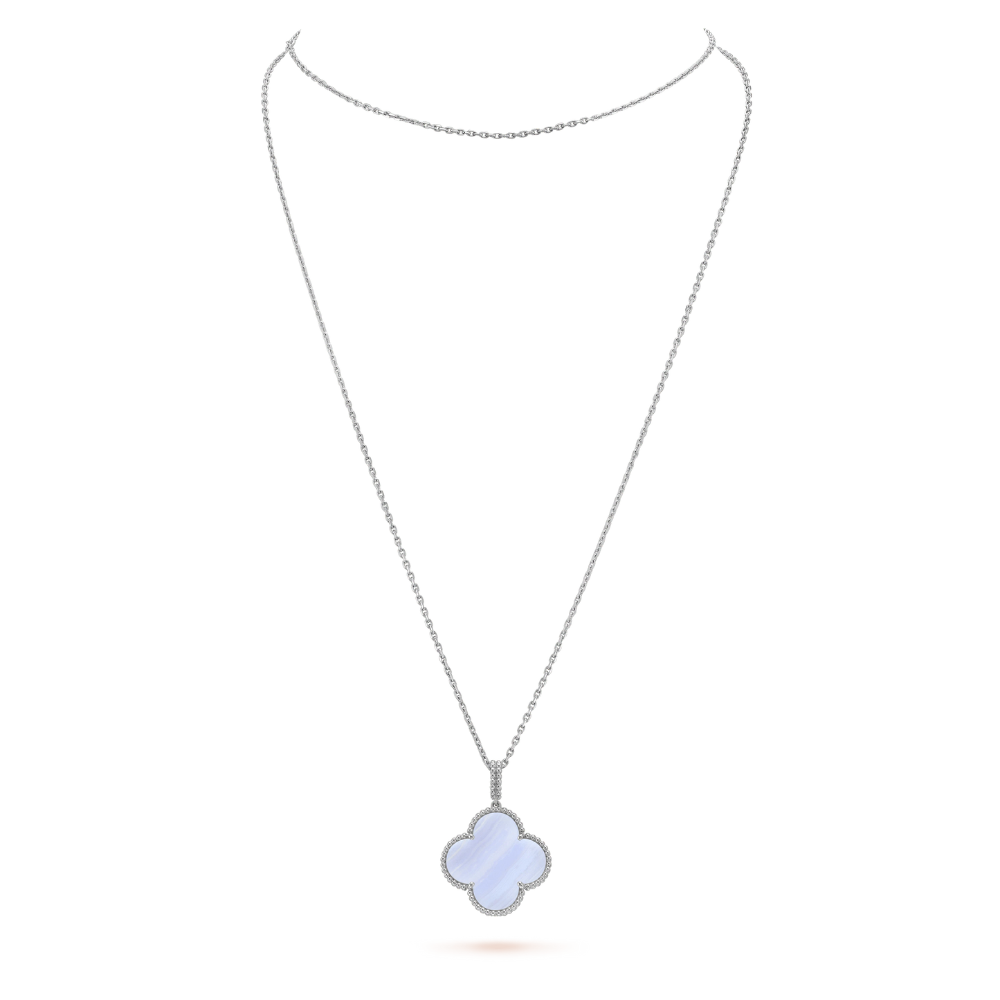 [：Polaidi Jewelry]CLOVER SILVER CHALCEDONY BIG CLOVER NECKLACE