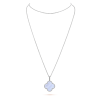 [Polaidi Jewelry ]CLOVER SILVER CHALCEDONY BIG CLOVER NECKLACE
